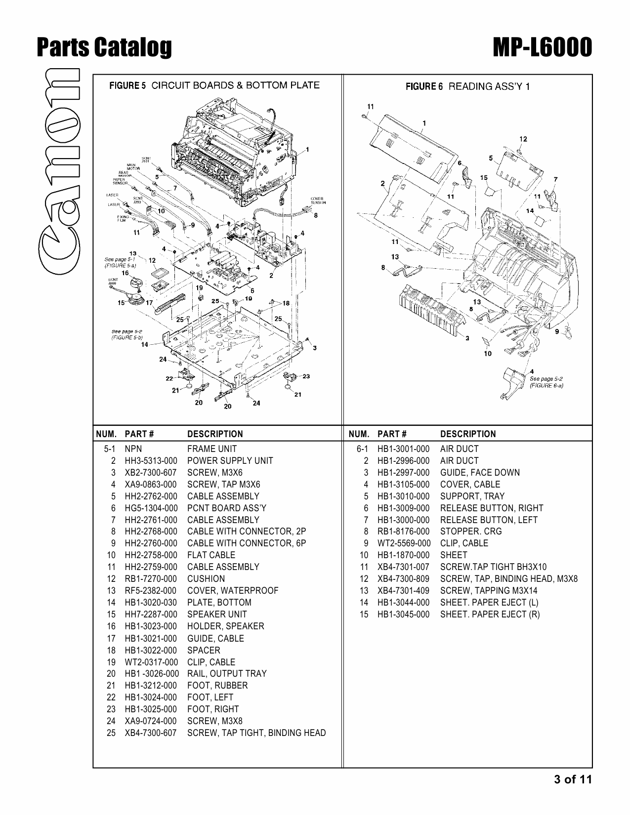 Canon MultiPASS MP-L6000 Parts Catalog Manual-3